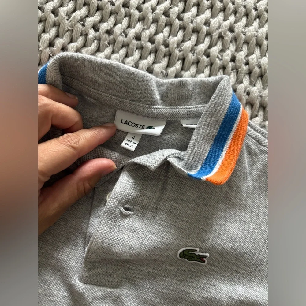 Lacoste / Janie and jack Kids Polo Shirt Trio - Navy, Gray, Light Green - Picture 3 of 7